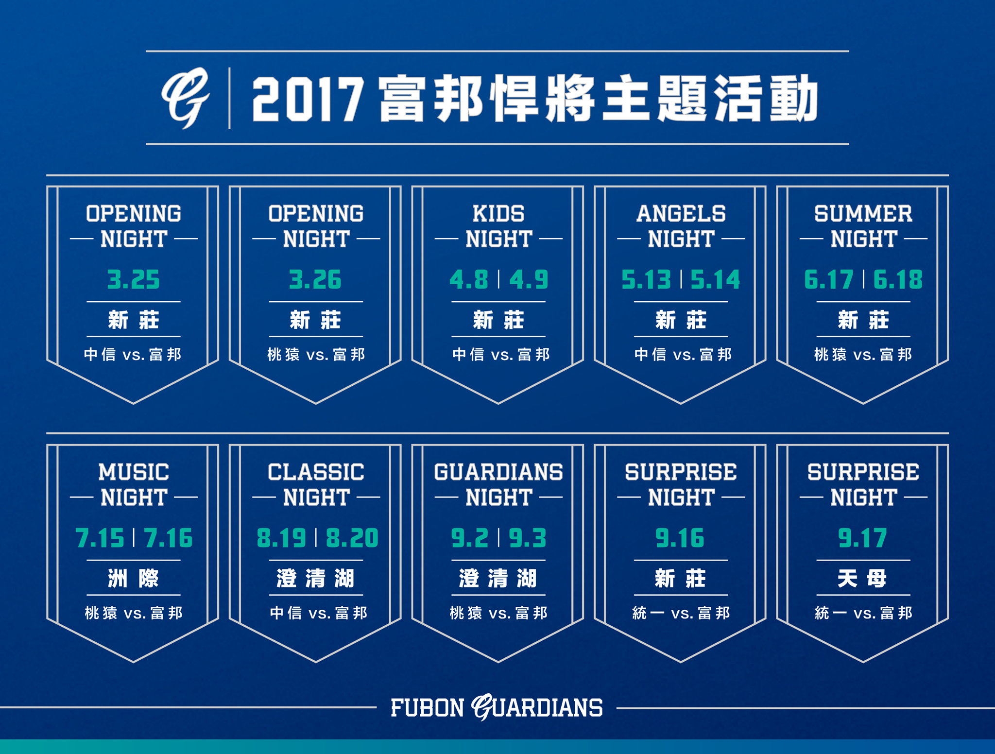 Fubon Guardians Announce 2017 Theme Nights Schedule CPBL STATS
