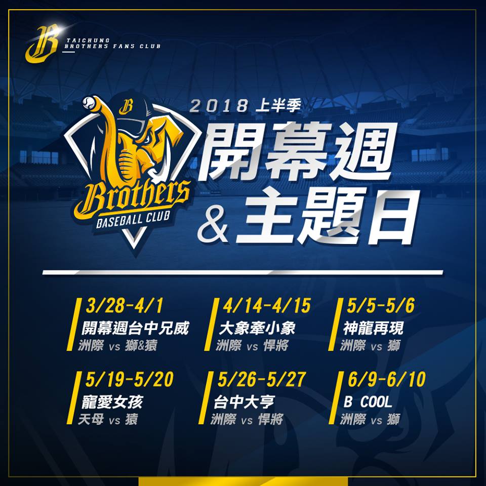 chinatrust brothers 2018 theme nights schedule